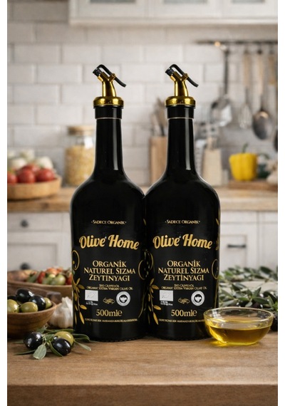 Olive Home Amber Yağdanlık Cam Şişe 2 X 500ml Zeytinyağı Sıvıyağ Şişesi Yağlık 2'li Set Siyah