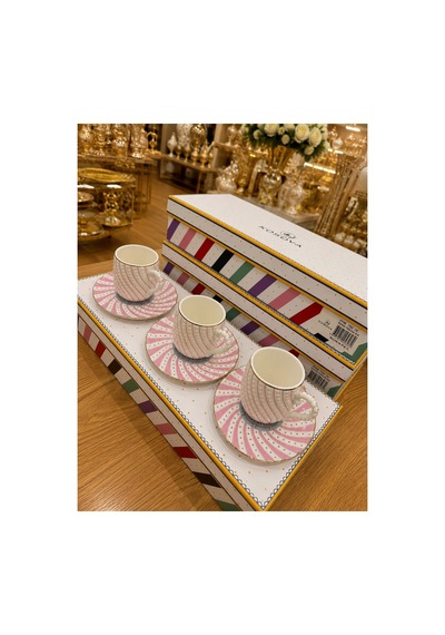 Esterhomedecor 6 Kişilik Porselen Kahve Fincan Takımı Pembe