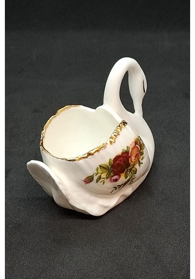Old Country Roses Bone China Antika Porselen Mini Kuğu Figürü 8x4.5 Cm Turuncu