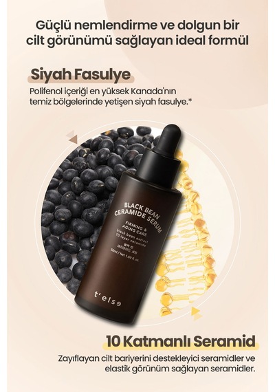 Cilde Sıkı Görünüm Ve Nem Sunan Aydınlatıcı Yaşlanma Karşıtı Serum Telse Black Bean Ceramide Serum