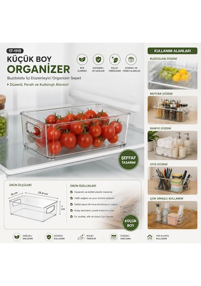 Urve Ur-3567 Şeffaf Mika Modüler Çok Amaçlı Organizer 25.4x15x7 Cm- 12'li Paket