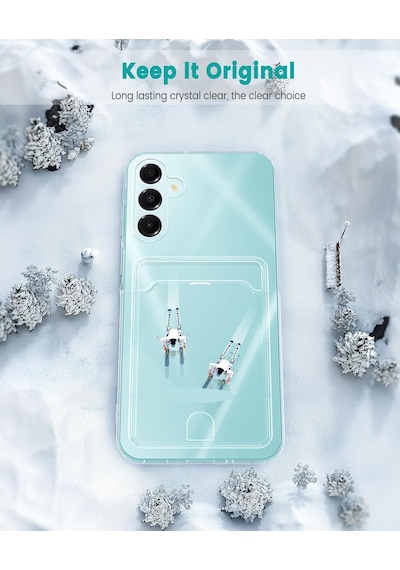 Samsung Uyumlu Galaxy A16 Kılıf Şeffaf Kartlık Bölmeli Şeffaf Silikon