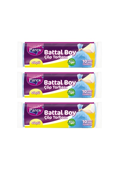 Güçlü Çöp Torbası Battal Boy 10'lu 72 X 95 Cm Üçlü Set