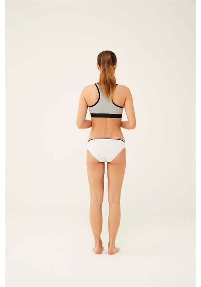 U.S. Polo Assn. Kadın Beyaz - Mavi Melanj - Gri Melanj 3 Lü Slip 66271 Mavi