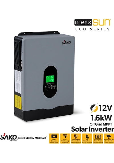 Sako 2KVA 2000VA 1.6KW 1600 Watt Tam Sinüs Akıllı 80A H.V. MPPT 60-450Vdc İnverter 12Vdc-220Vac 2kw 1kw İnvertör