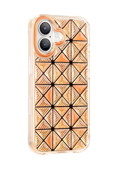 İphone 17 Uyumlu Kılıf 3d Buz Blok Desenli Zore Paris Kairo Tpu Kapak Turuncu