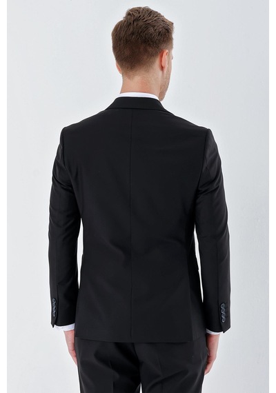 İmza Siyah Gabardin Kırlangıç Yaka 6 Drop Slim Fit Dar Kesim Basic Takım Elbise 1001240011-siyah Siyah