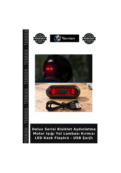 Delux Serisi Bisiklet Aydınlatma Motor Işığı Yol Lambası Kırmızı Led Kask Flaşörü - Usb Şarjlı Diğer