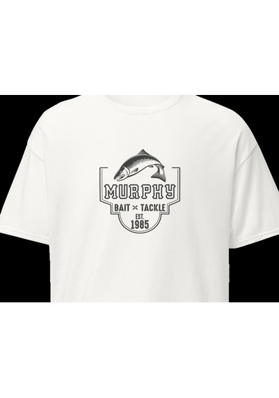 Wildstyle Murphys Bait Tackle Vintage Balıkçılık Olta Balıkçı Baskılı Unisex Bisiklet Yaka Pamuklu Tişört Beyaz