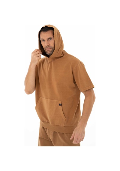 AR-MA Arma Erkek Oversize Kısa Kollu Kanguru Cepli Kapşonlu Sweatshirt 001