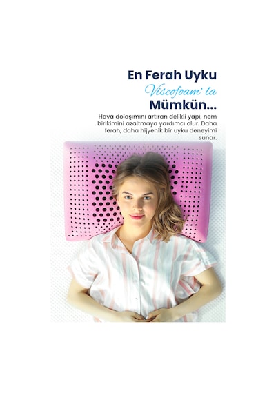Viscofoam Air Terapi Hava Kanallı Ortopedik Yastık Visco Yastık Mor 60x40x16cm