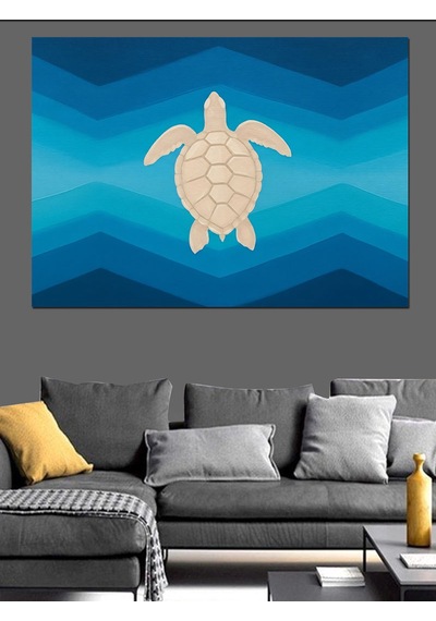 Ahşap Tablo Modern Geometrik Kaplumbağa Logosu