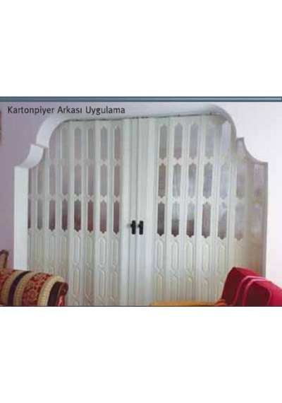 3 Sıra Camlı Akordeon Kapı, Beyaz Düz Renkli, 87x215 Cm