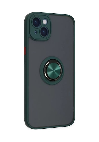 Apple Uyumlu iPhone 14 Kılıf Montreal Yüzüklü Silikon Kapak - Yeşil Renkli