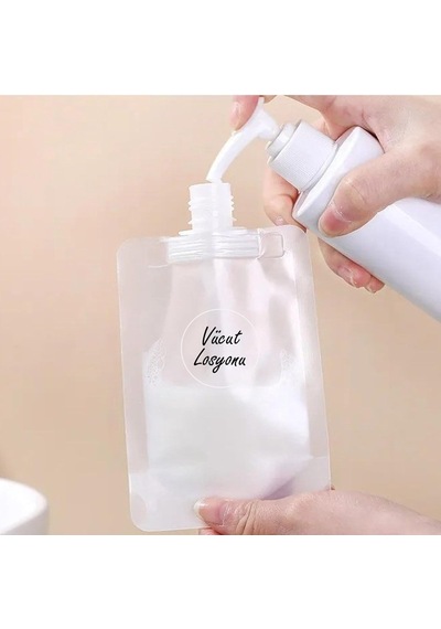 54 Parça Şeffaf Seyahat Şişe Etiketi Seti - 3x3 Cm Su Geçirmez Kozmetik Ve Banyo Etiketleri - D Tek Renk