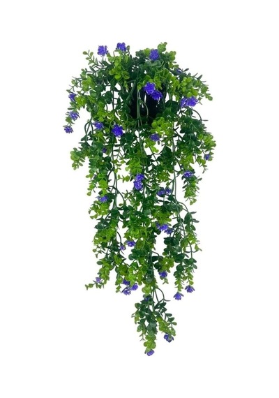 Nettenevime Yapay Çiçek Saksıda Sarkan Mor Mineli Şimşir Okaliptus Yapay Sarmaşık 60cm Diğer