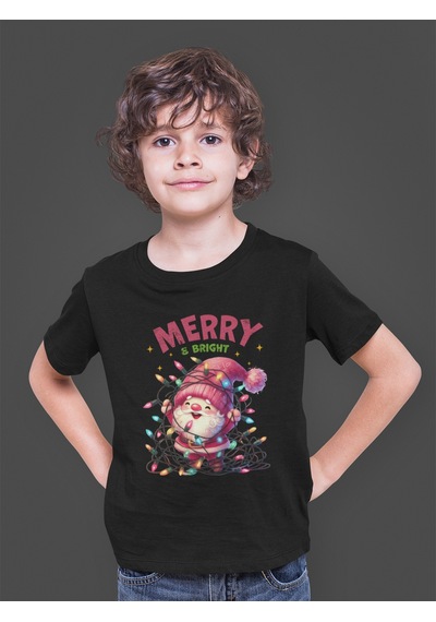 Bumeta Merry Bright Noel Baba Yılbaşı Çocuk Tişört T-shirt Siyah