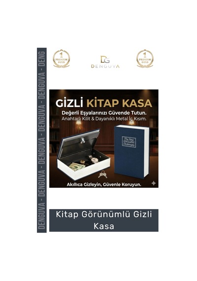 Gizlikasa Sözlük Tasarımlı Metal İç Hazneli Güvenli Kilitli Küçük Boy Kitap Görünümlü Gizli Kasa