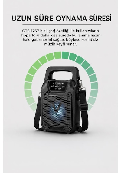 Torima GTS-1767 Bluetooth 5.0 RGB Işıklı El Fenerli Kablosuz Speaker