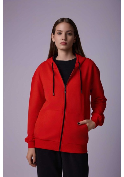 Defys Defy S Kadın Oversize Kapüşonlu Fermuarlı Cepli Sweatshirt Kırmızı - 527346818 Kırmızı Defys Defy S Kadın Oversize Kapüşonlu Fermuarlı Cepli Sweatshirt Kırmızı - 527346818 Kırmızı