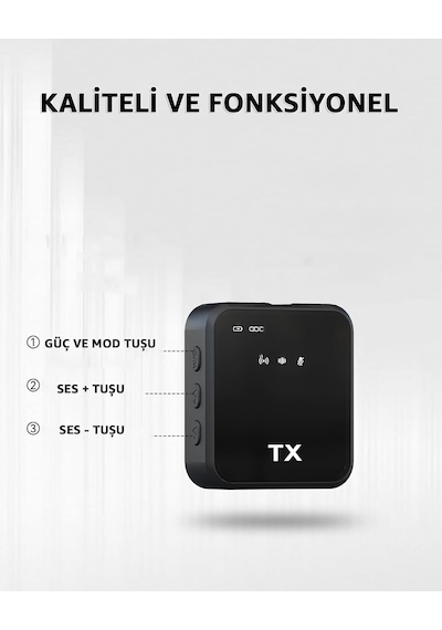 İkili Kablosuz Yaka Mikrofonu Type C Android İphone Uyumlu Canlı Yayın Ses Video Mikrofonu