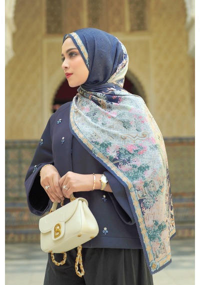 Buttonscarves Sevilla Saten Şal - Midnight Mavi