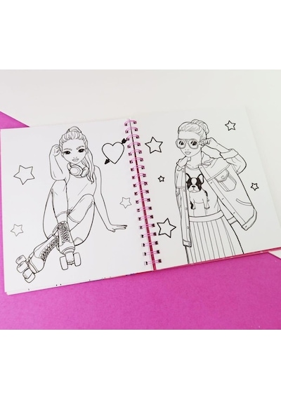 Pop Girl Moda Tasarım Ve Çıkartmalı Boyama Kitabı - Çocuklar İçin Eğlenceli Aktivite Çok Renkli