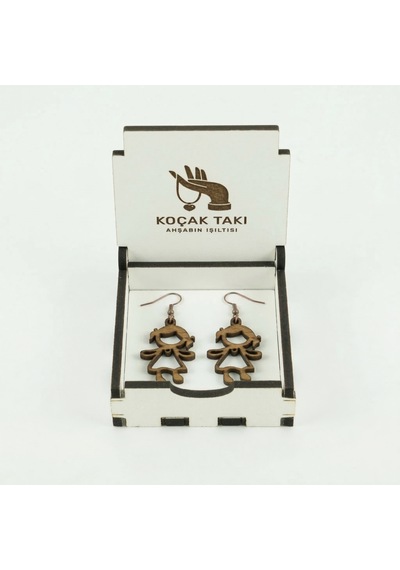 Ahşap Küpe Modern Özgün Minimalist Takı Model No 261 Açık Kahverengi