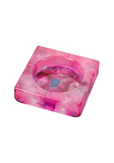 Siliko World Epoksi Kare Içi Yuvarlak Küllük Kalıbı Silikon Kalıp 10x10cm Çok renkli