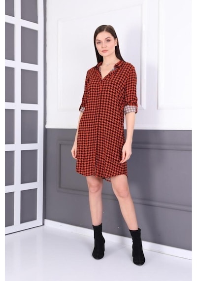 Polologin Butik Kazayağı Renkli Viskon Tunik Bordo