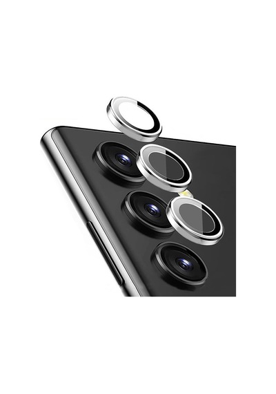 Samsung Uyumlu Galaxy S23 Kamera Lens Koruyucu Halka Set Gümüş AL8114