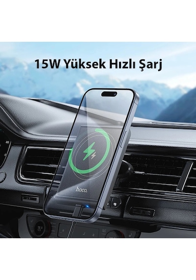 Hoco Hw19 Klima Havalandırma Bölmesi Wireless Kablosuz Hızlı Şarj Araç Telefon Tutucu- 5775 Siyah