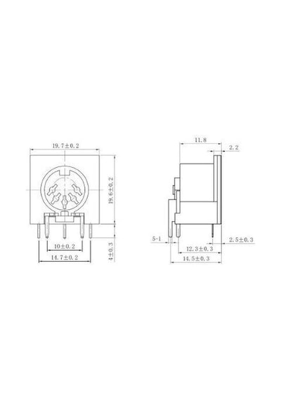 6 Pin Dişi DIN Konnektör - Panel Tipi