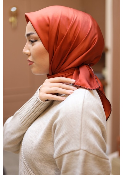 Silk Home Düz Micro Saten Eşarp 28012-13 Bakır