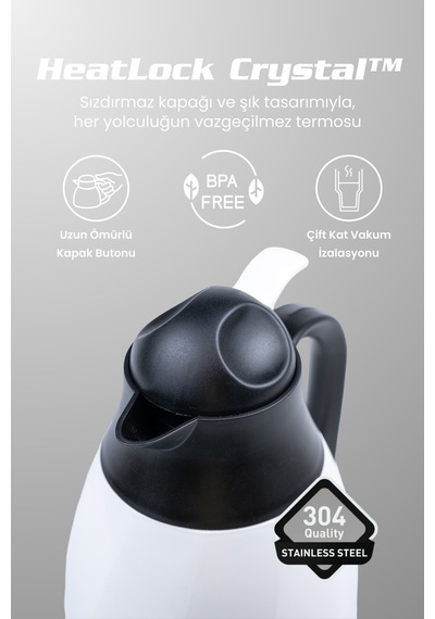 Cooker Heatlock Crystal 1.3 Litre Cam Termos Ckr2099 Beyaz