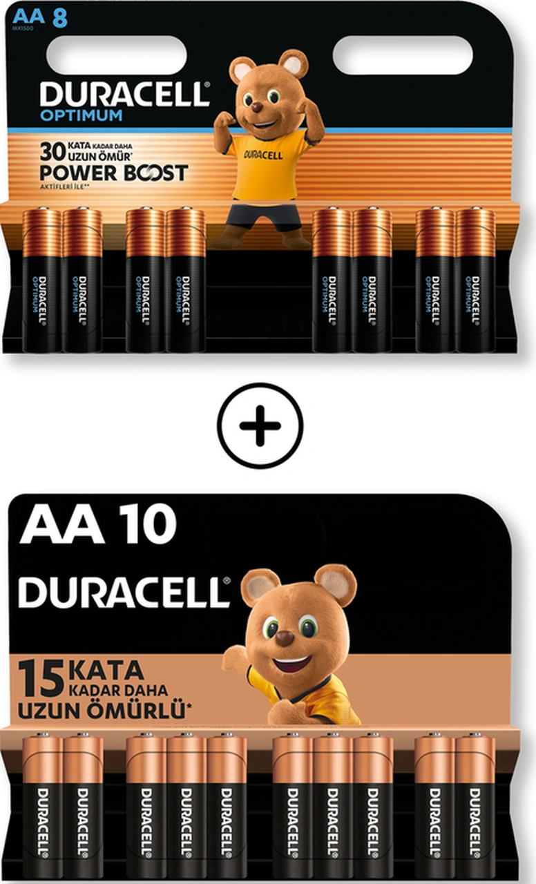 Duracell Optimum Aa Alkalin Kalem Pil 8 Li Paket + Aa Alkalin Kalem Pil 10'lu Paket