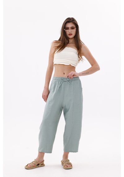 Genius Store Kadın Şalvar Cepli Ayrobin Şalvar Pantolon Ayarlanabilir Beli Lastikli Pantolon Kadın-şalvar Yeşil