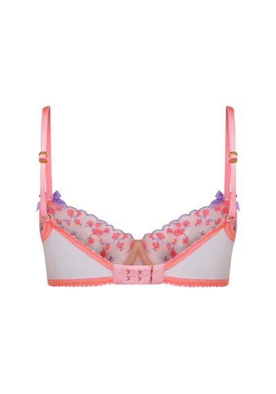 Agent Provocateur Lissa Plunge Underwired Bra, Aşık Edici Avusturya Işlemeli Lila Çiçekli Sütyen Pembe