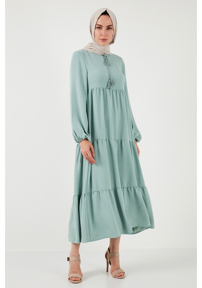 Lela Modest Regular Fit Dik Yaka Uzun Bayan Elbise 611El545 Mint