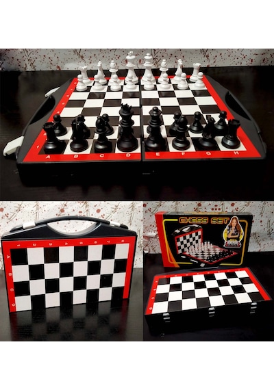 Kutulu Çantalı Satranç Takımı Plastik Chess Oyun Seti