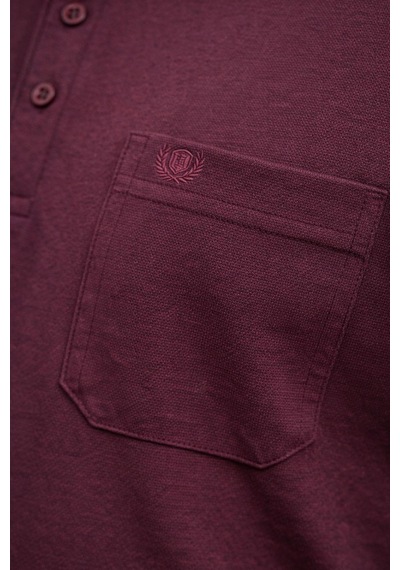 Classics Men Simenti Büyük Beden Erkek Polo Yaka Sweatshirt - 7565 Bordo
