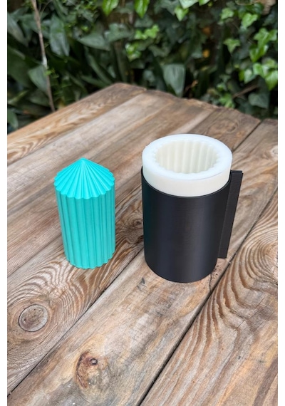 Rufus Concept Baton Dalgalı Orta Silikon Mum Kalıbı Beyaz