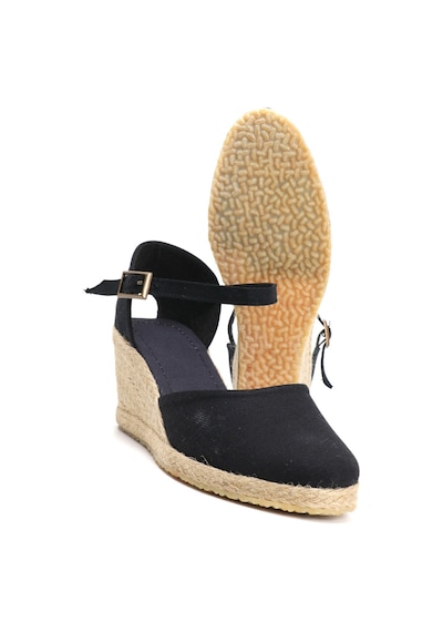 Star Tombis Gerçek Elişi Siyah Kadın Dolgu Topuk Espadril Handmade Siyah