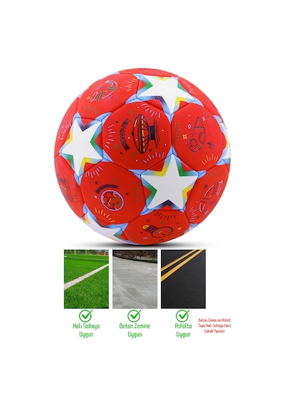 Telvesse Futbol Topu Stars Pompalı Set Dayanıklı Sert Zemin Halı Saha Futbol Topu No:5 046 Karışık Renkli