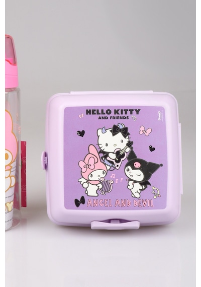 Dekomus Lisanslı My Melody&best Frıends Hello Kıtty,kuromı 500 Ml Matara Ve 2 Katlı Beslenme Kutusu /lunch Box Seti "ıslak Mendil Hediyeli" Beyaz