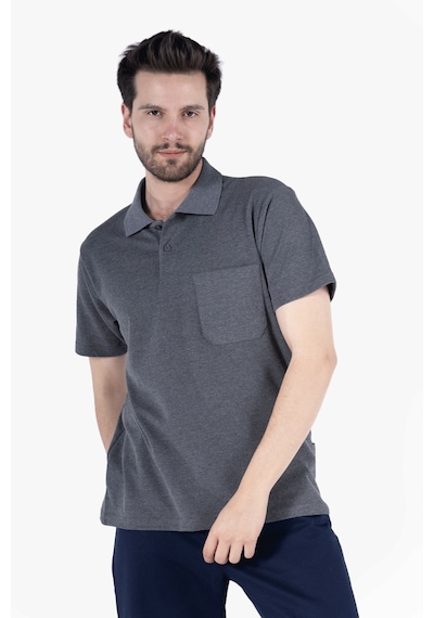 Yıldırımlar Polo Yaka T-shirt %100 Pamuk Cepli Antrasit Melanj