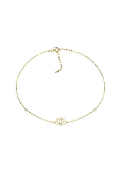 Minik Lotus Çiçeği 14 Ayar Altın Bileklik Sarı