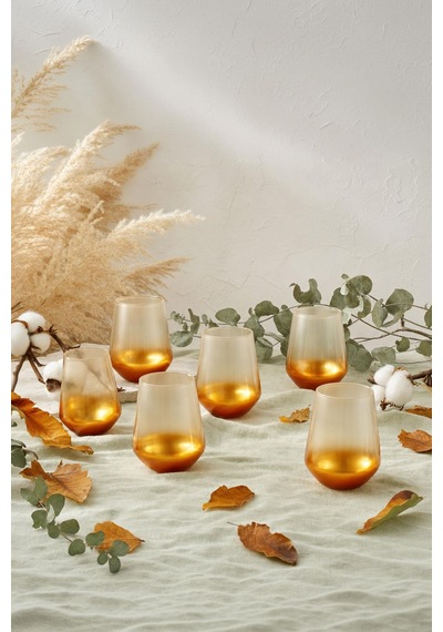 Safir 6'lı Meşrubat Bardağı 425 Ml Turuncu