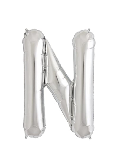 N Harf Folyo Balon Gümüş Silver 100 CM Doğum Günü. Yaş Günü. Par