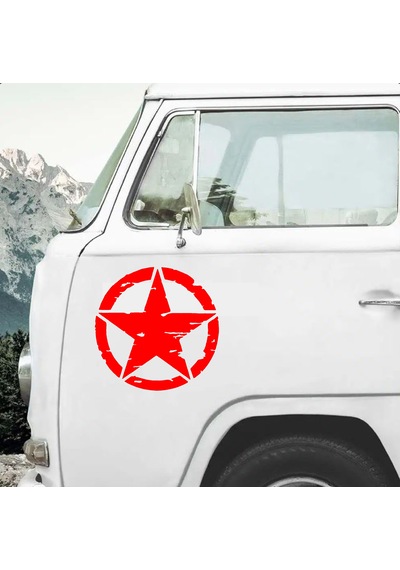 Askeri Yıldız Sticker - 4x4 Off Road Adventure Kamp Avcı Sticker - Araba Oto Motosiklet Karavan Sticker - 00677 15x15 Cm